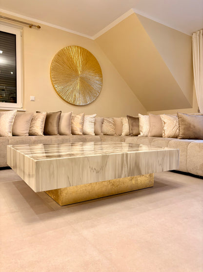 Custom Gold Cloudy Luxury Resin Coffee Table – 140x110xH40cm