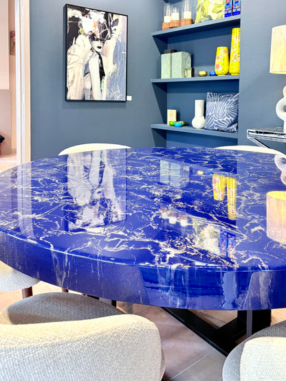 Silver Cloud Marble Effect Dining Table (Custom Handmade)