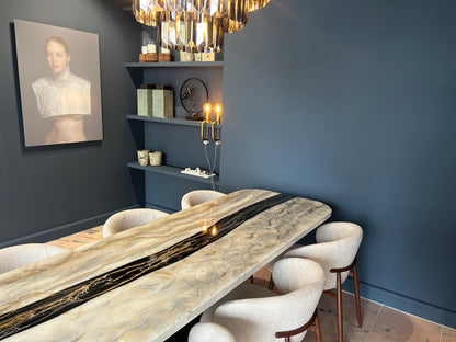 Silver and Gold Pouring Art Table | Black River | Glitter