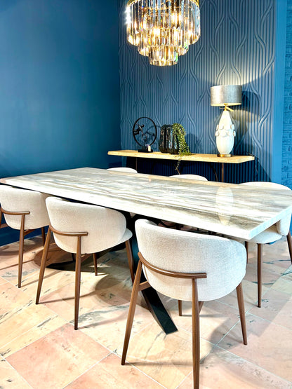 Bronze, Gold & Silver Marble Resin Dining Table (Custom)