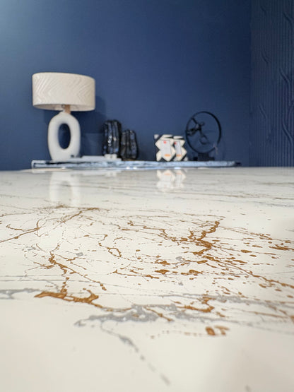 Subtle Gold & Silver Marble Effect Dining Table (Custom)