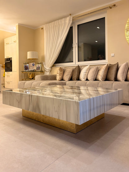 Custom Gold Cloudy Luxury Resin Coffee Table – 140x110xH40cm