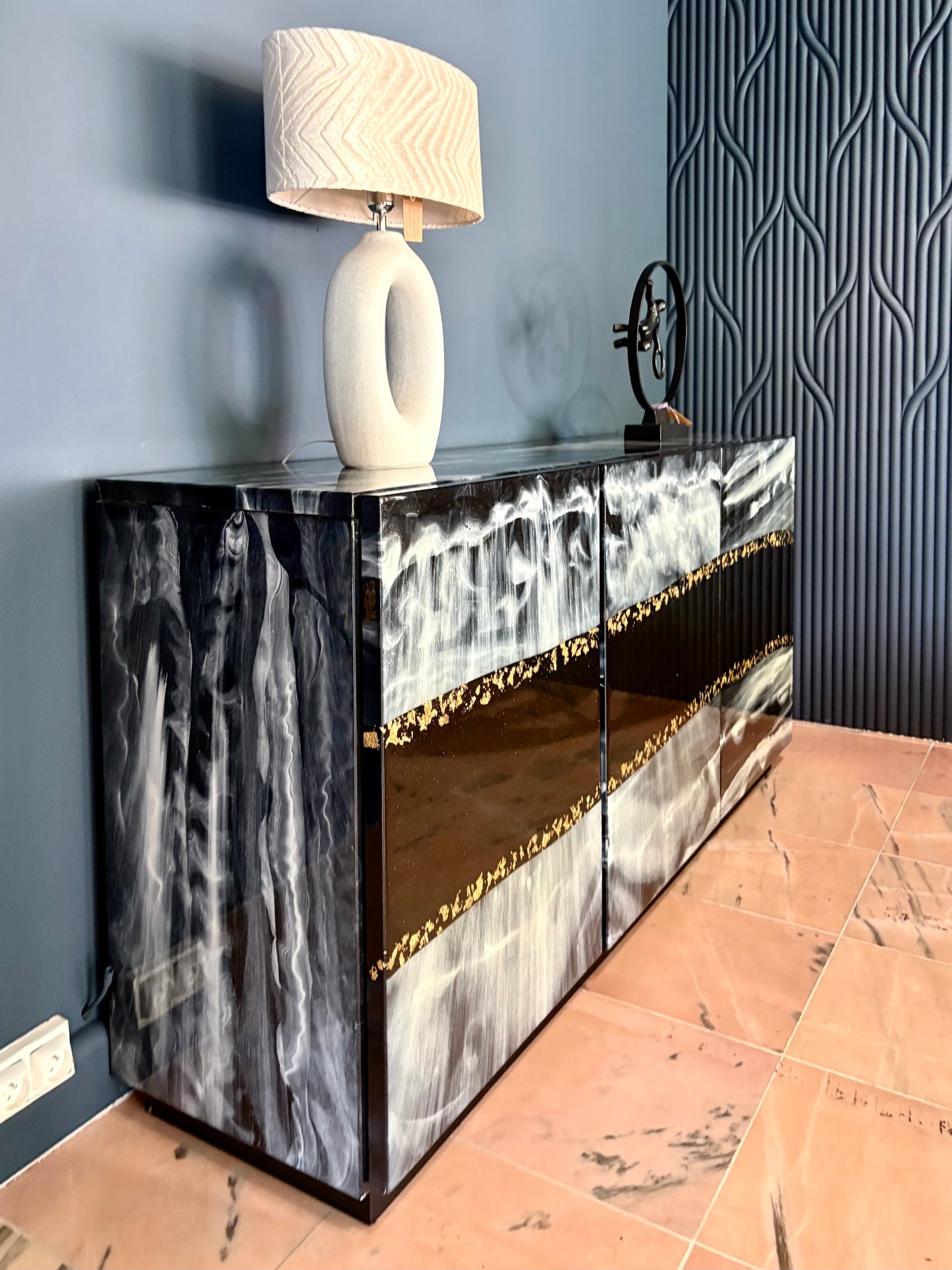 Beach Art Resin Sideboard (Custom Handmade)