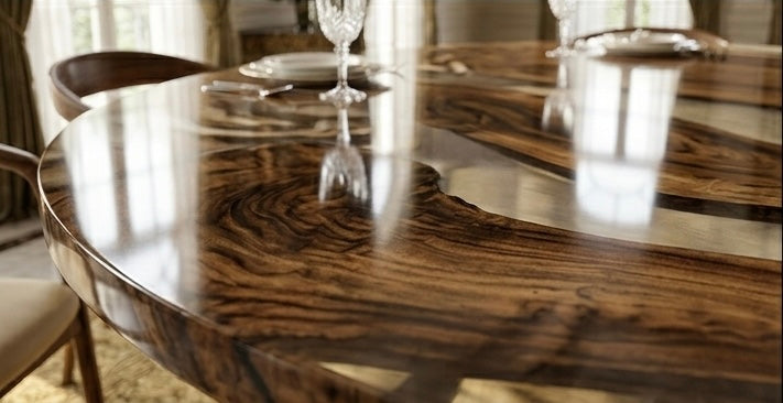 The Ethereal River Bespoke Walnut & Resin Dining Table