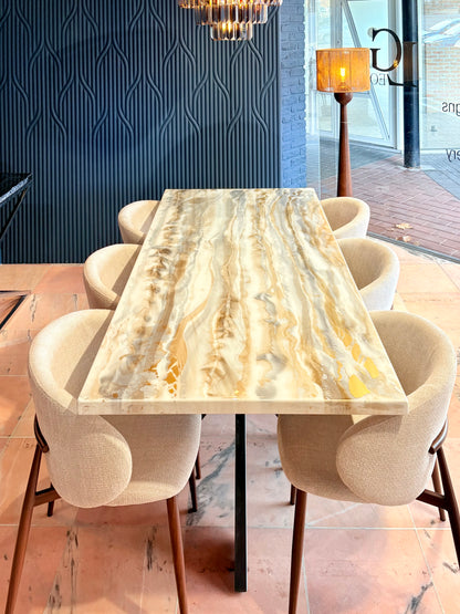Silver & Gold Poured Resin Dining Table (Handmade Luxury Finish)