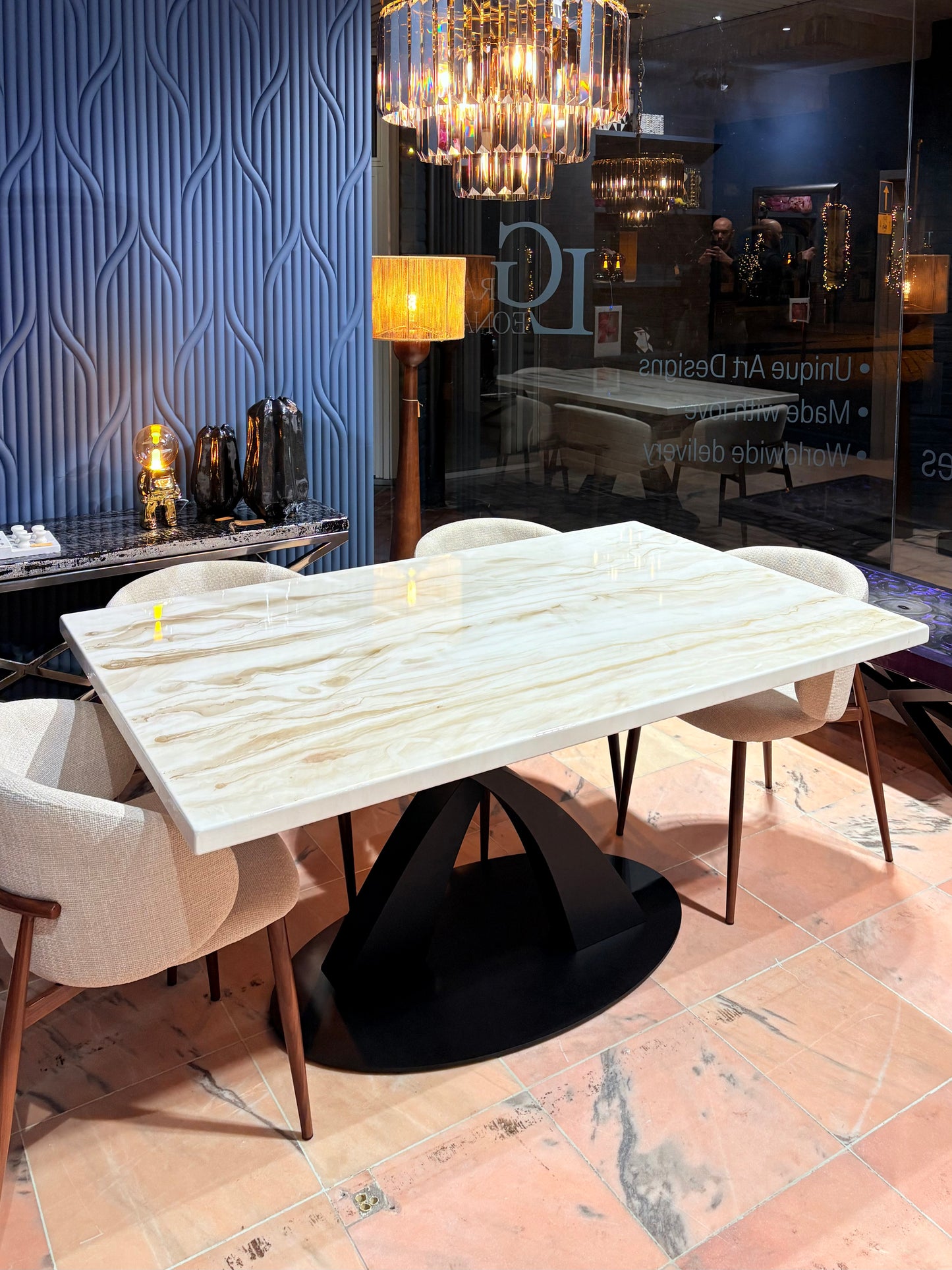 Marble Effect and Designer Table Legs (Premium Metal Base)