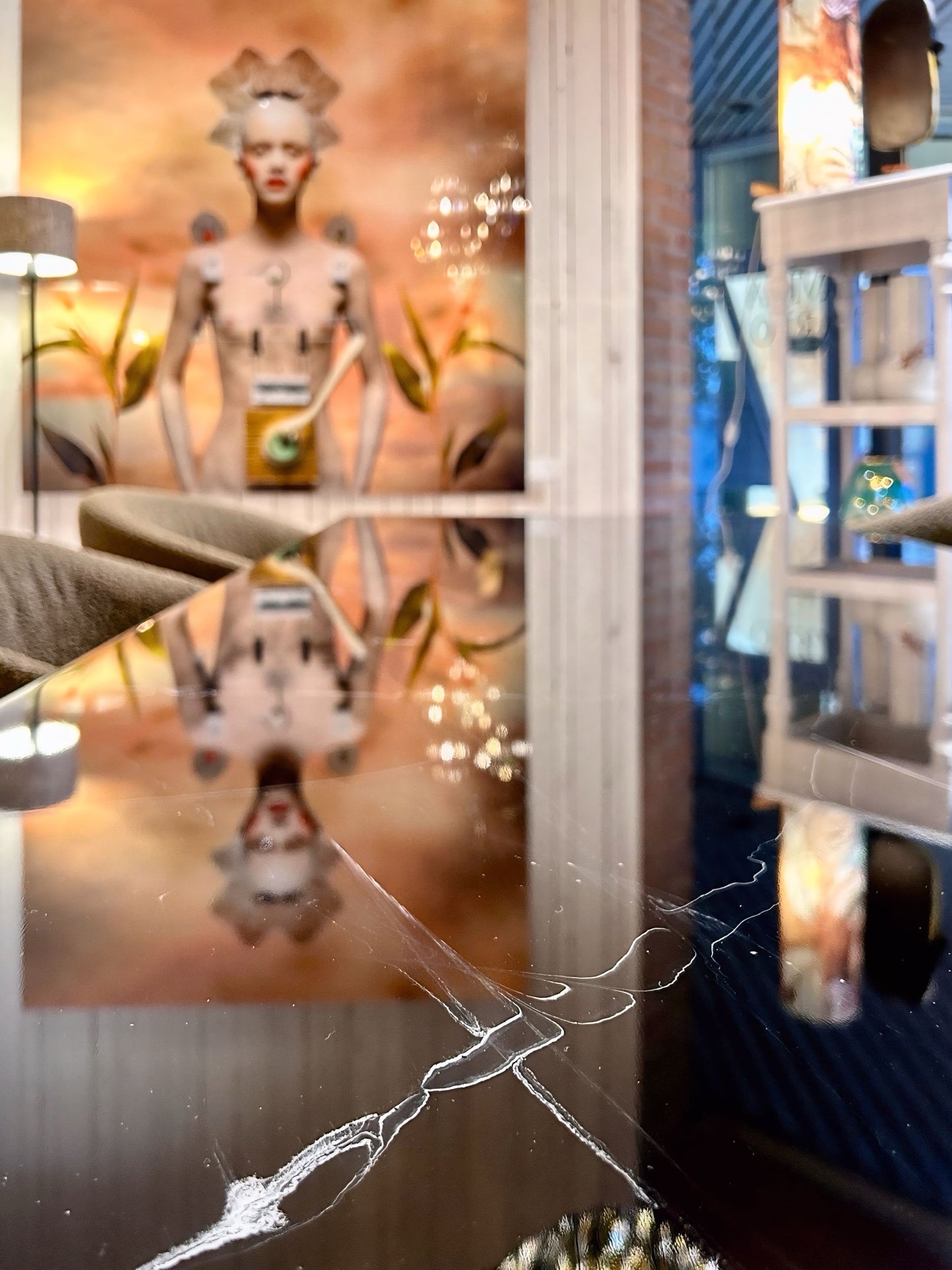 Black Marble Design Resin Dining Table (Custom Made)