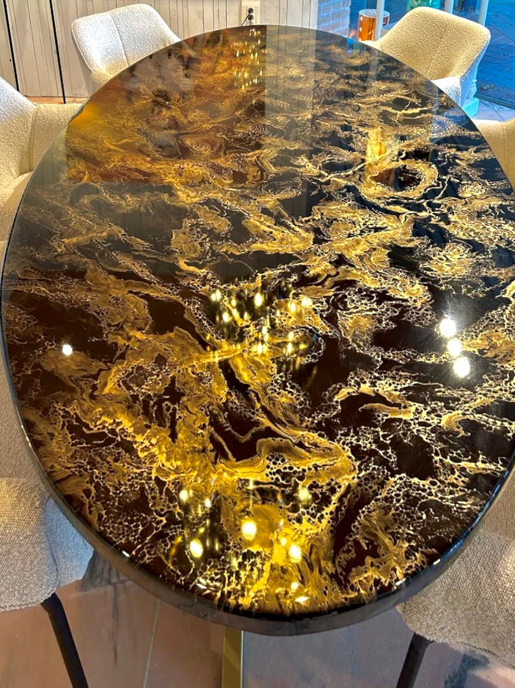 Gold Cloud Resin Table (Luxury Finish)