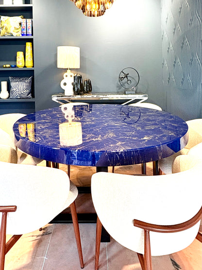 Silver Cloud Marble Effect Dining Table (Custom Handmade)