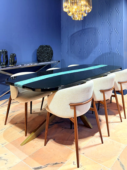 Gemstone Epoxy River Dining Table | Custom Made
