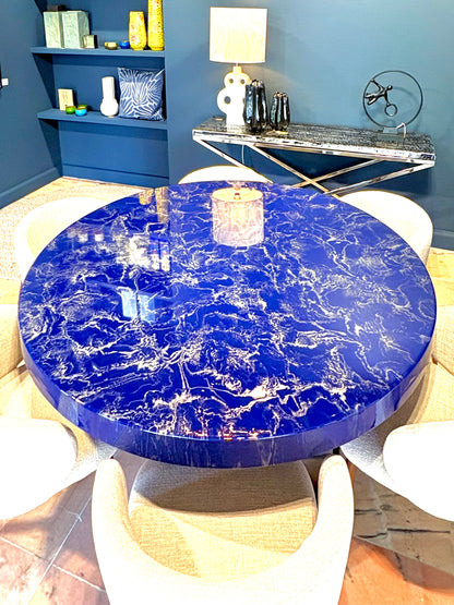 Silver Cloud Marble Effect Dining Table (Custom Handmade)