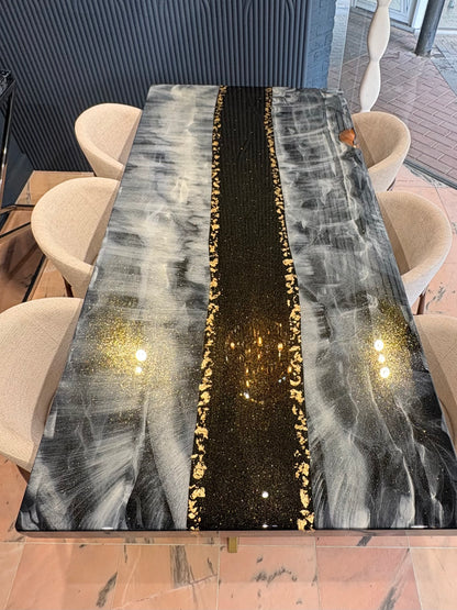 Custom Ocean Beach Epoxy Resin Dining Table | Personalized with Your Names