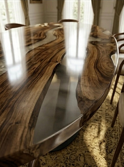 The Ethereal River Bespoke Walnut & Resin Dining Table