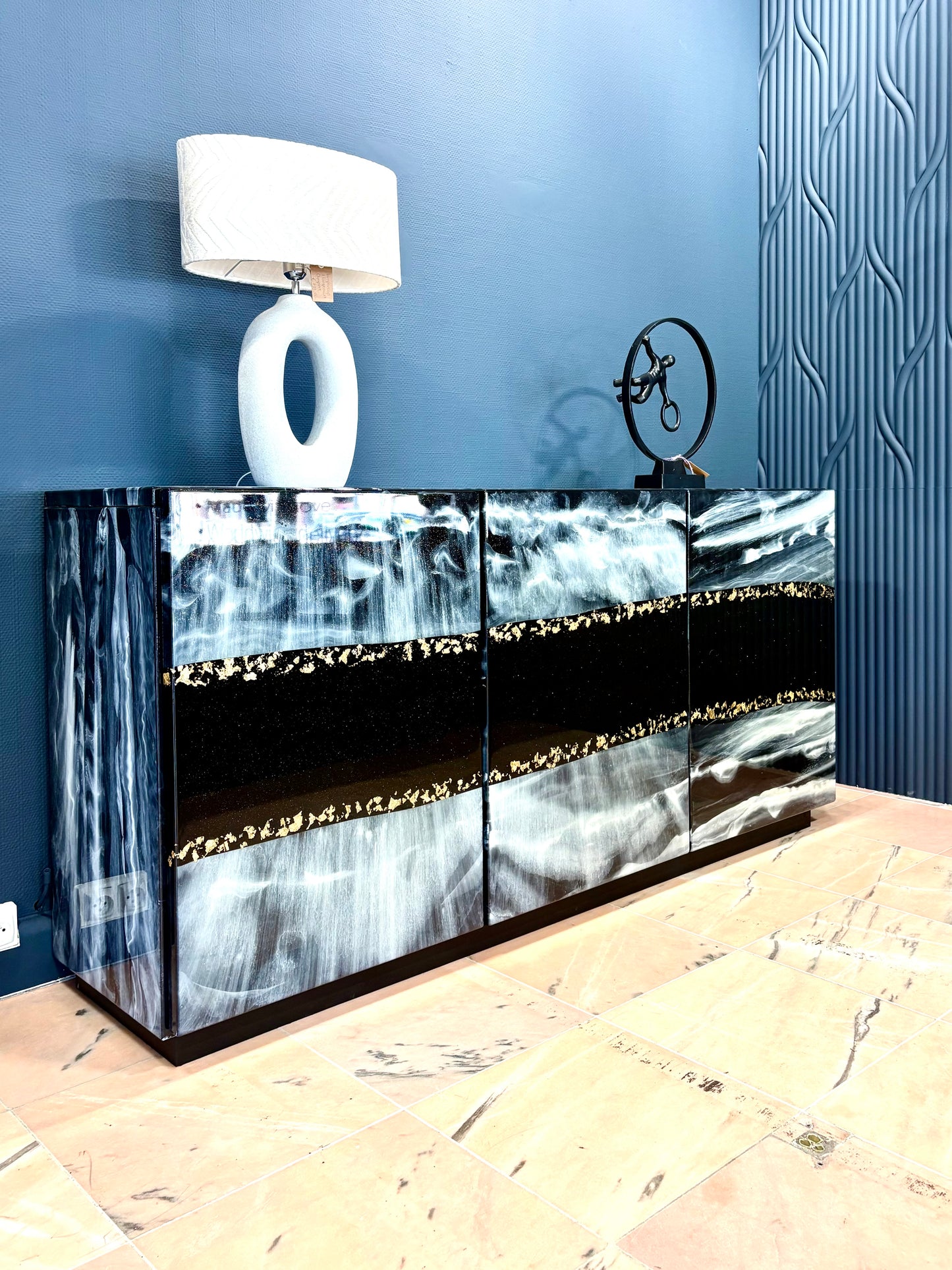 Beach Art Resin Sideboard (Custom Handmade)