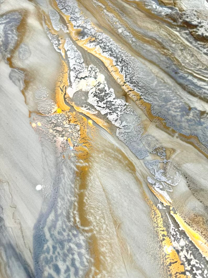 Oval Gold & Silver Marble Effect Dining Table (Custom)