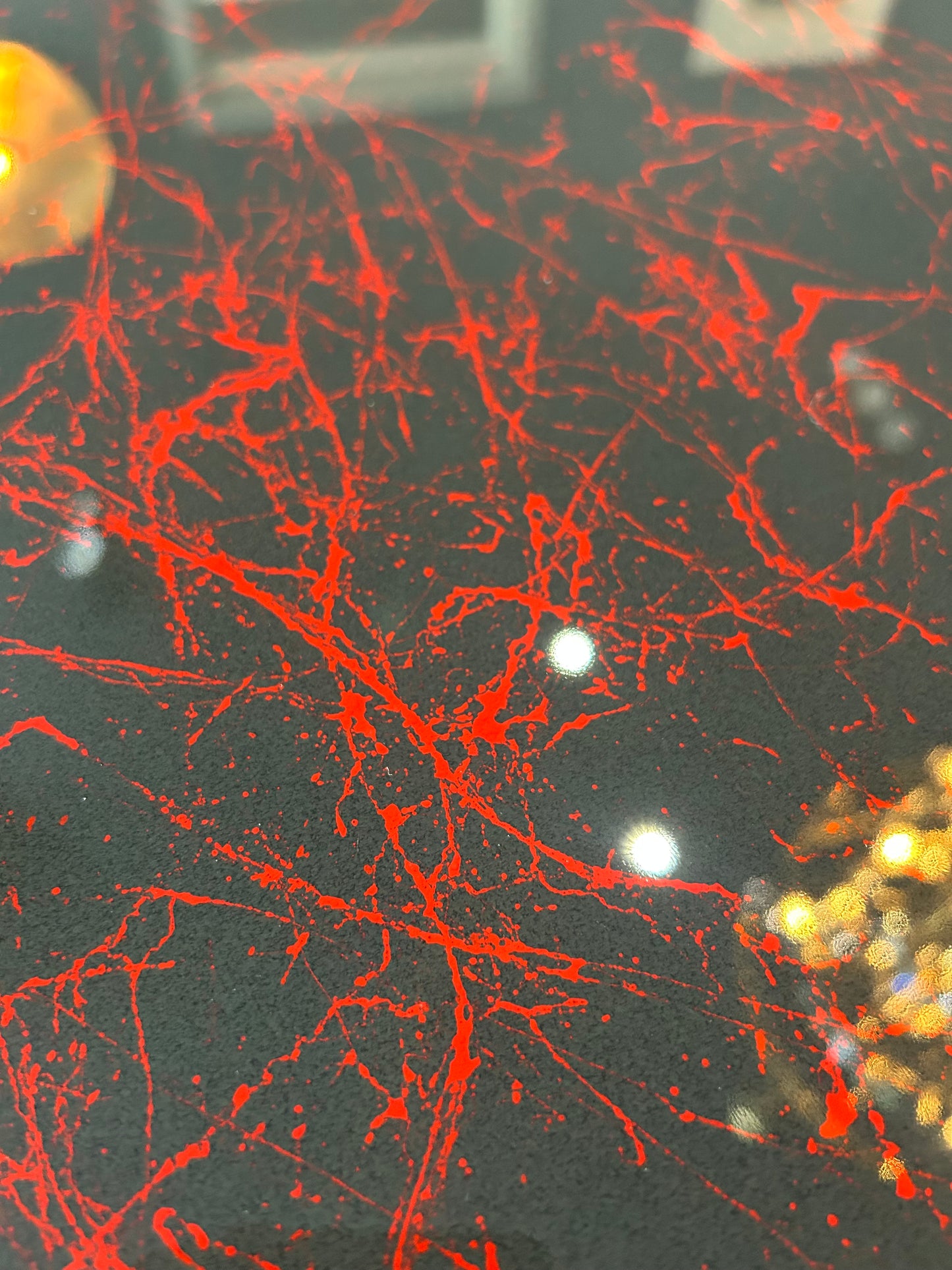 Dark Grey with Red Marble – High Gloss Resin Dining Table (Custom Size)