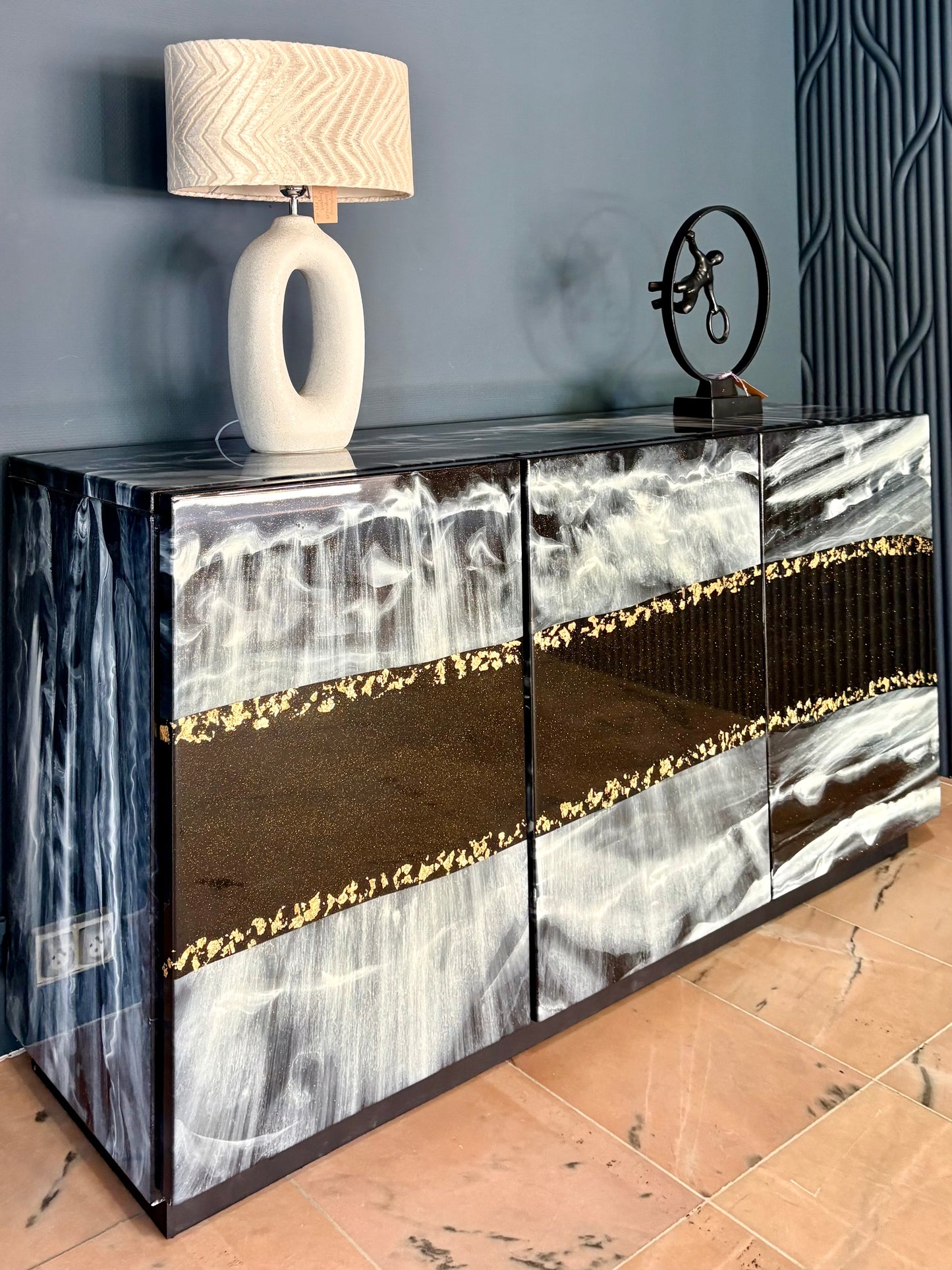 Beach Art Resin Sideboard (Custom Handmade)