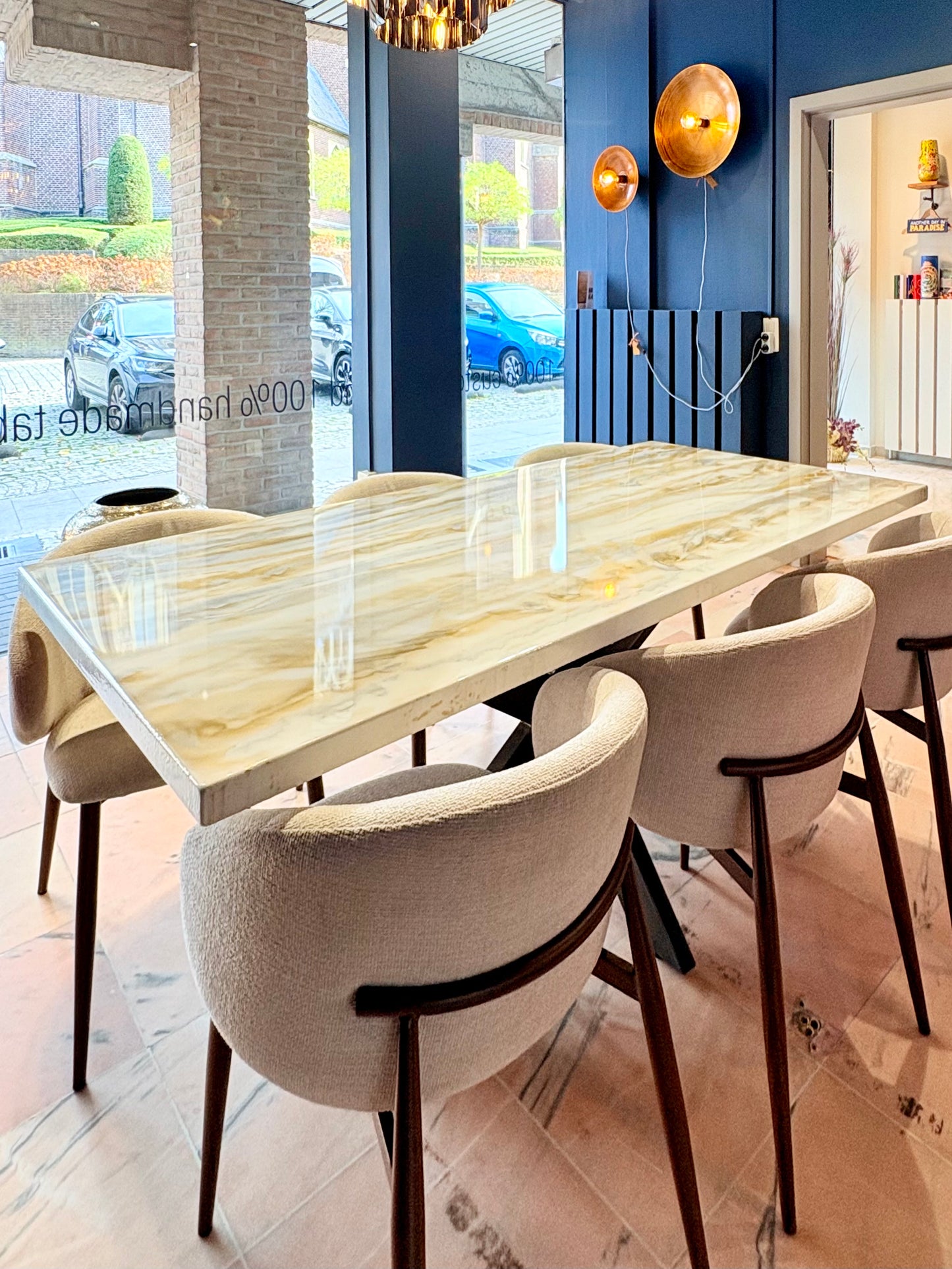 Silver & Gold Poured Resin Dining Table (Handmade Luxury Finish)