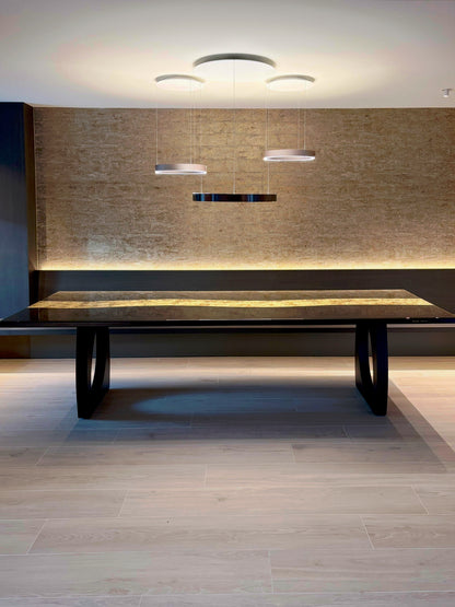 Black Dining Table with Glossy Gold River (Custom Size)