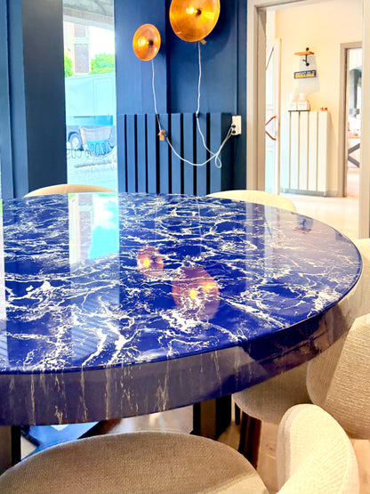 Silver Cloud Marble Effect Dining Table (Custom Handmade)