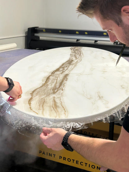 Protect Your Custom Tables with Premium Scratch Resistant Film - Matte or Glossy Finish, Professionally Applied