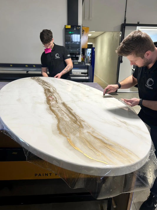 Protect Your Custom Tables with Premium Scratch Resistant Film - Matte or Glossy Finish, Professionally Applied