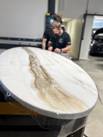 Protect Your Custom Tables with Premium Scratch Resistant Film - Matte or Glossy Finish, Professionally Applied