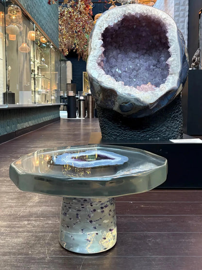 Table en améthyste personnalisée | Sculpture en géode d'agate | Œuvre d'art 3D | Leonardo Gravina
