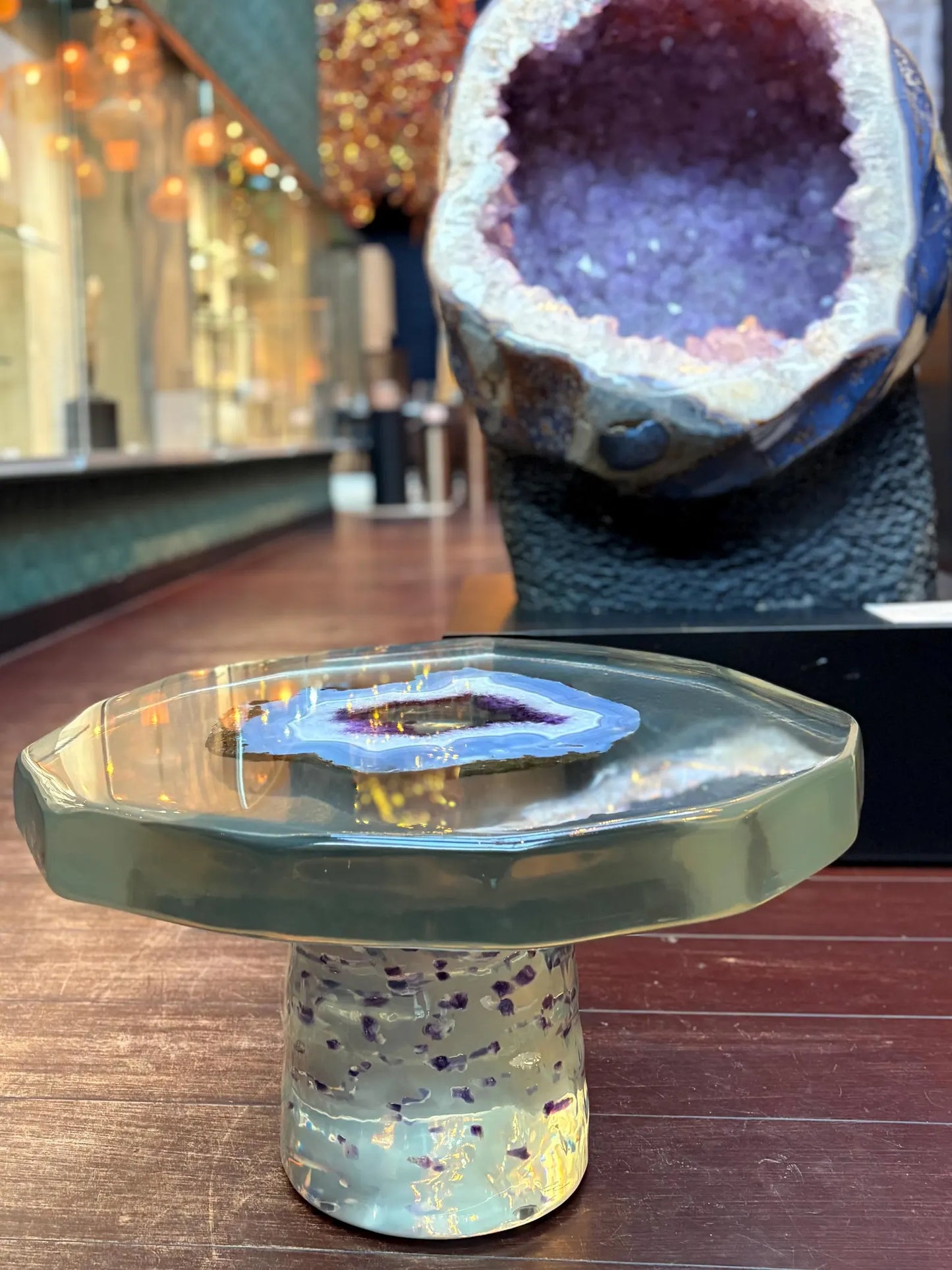 Table en améthyste personnalisée | Sculpture en géode d'agate | Œuvre d'art 3D | Leonardo Gravina