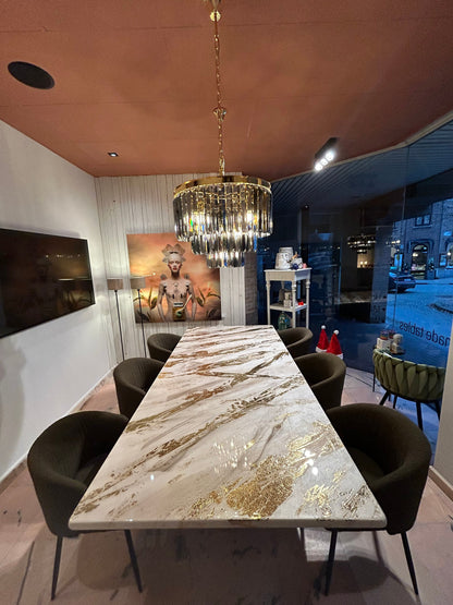 Pearl Color Marble Design | Bright Gold
