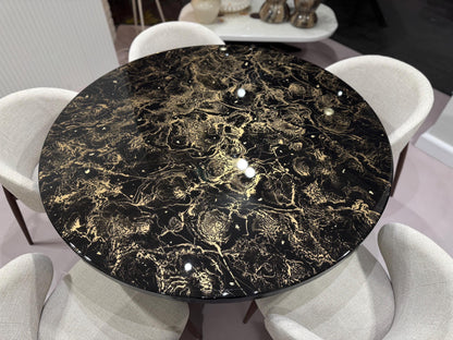 Round Dining Table | Black and Gold Cloud Design