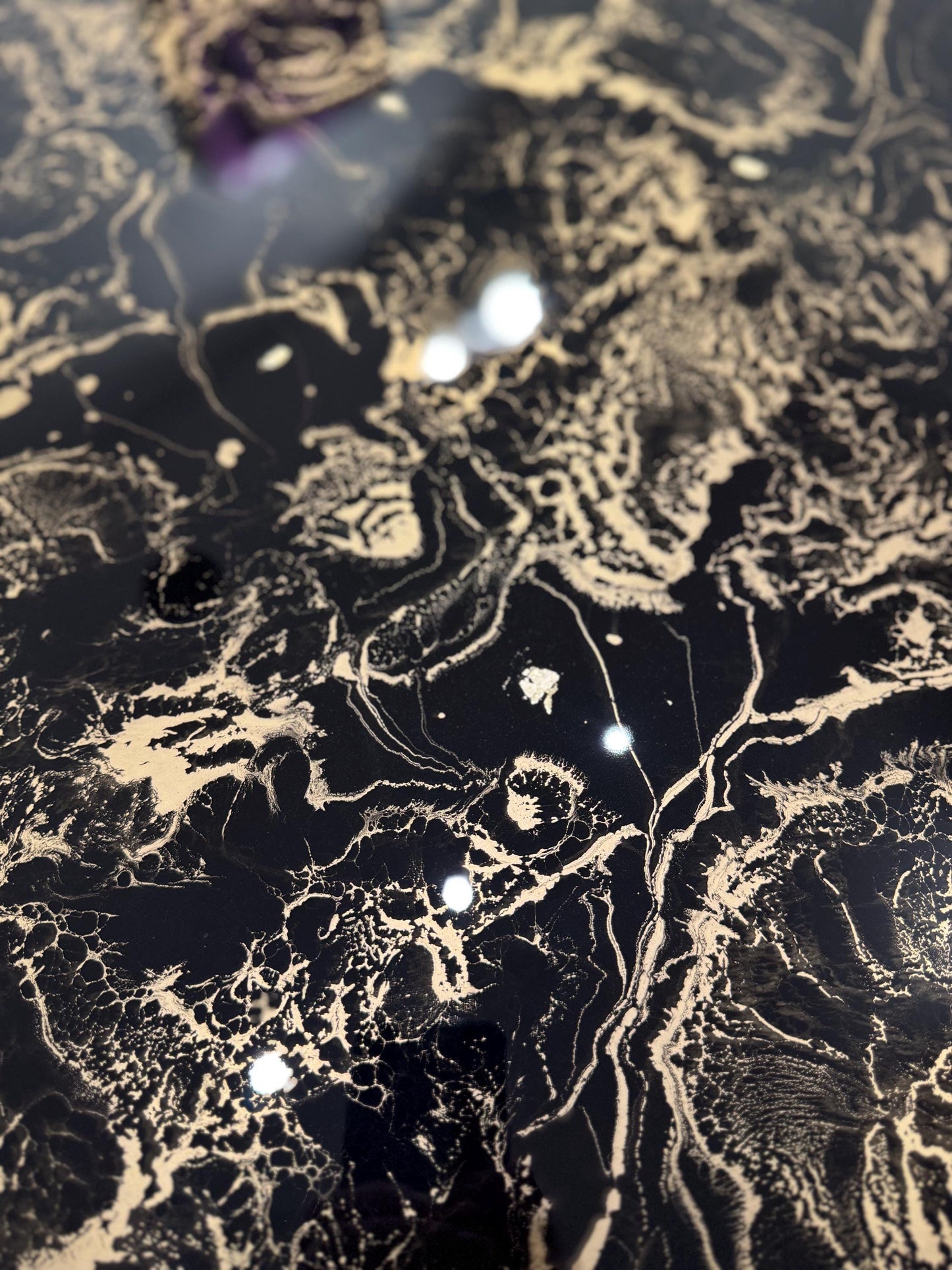 Round Dining Table | Black and Gold Cloud Design