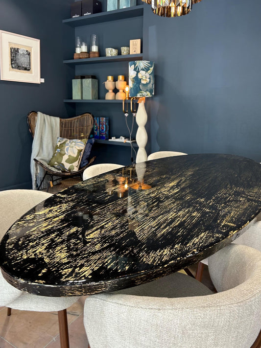 Bespoke Oval Dining Table | Black and Gold