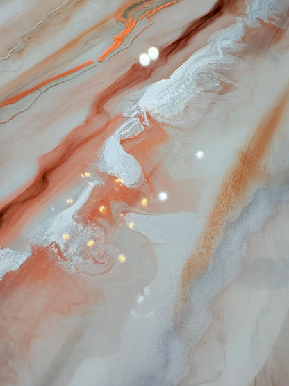 Rose Gold Marble Effect Dining Table (Handmade, Custom Size)