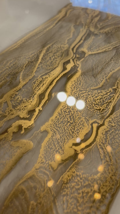 Gold River & Grey Marble Effect Resin Dining Table (Custom)