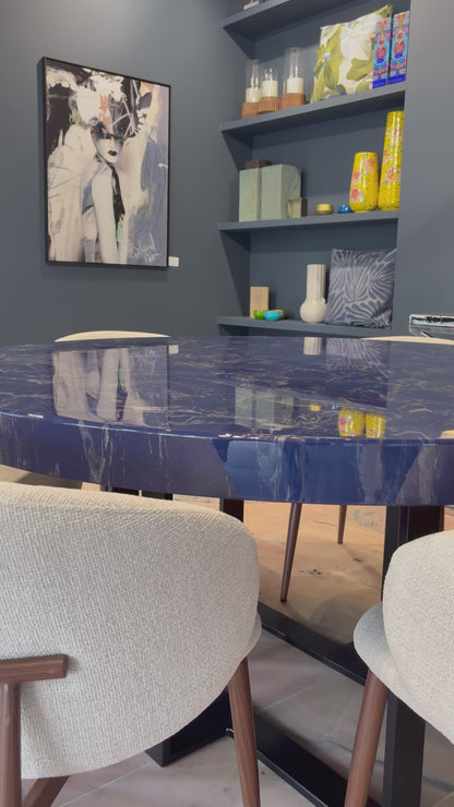 Silver Cloud Marble Effect Dining Table (Custom Handmade)