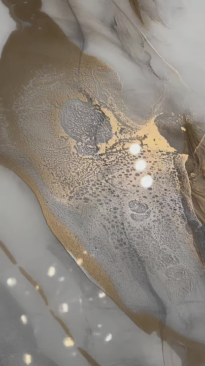 Gold & Silver Marble Effect Dining Table (Handmade)