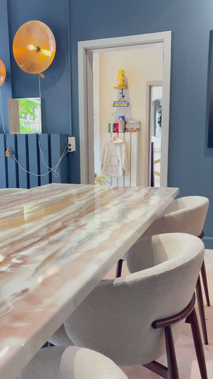 Rose Gold Marble Effect Dining Table (Handmade, Custom Size)