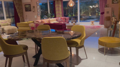 Black Organic Shape Table with 3D Gold Details (Custom)