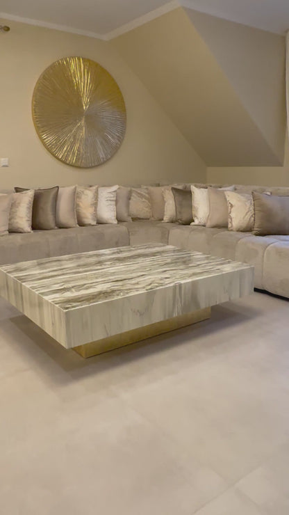 Custom Gold Cloudy Luxury Resin Coffee Table – 140x110xH40cm